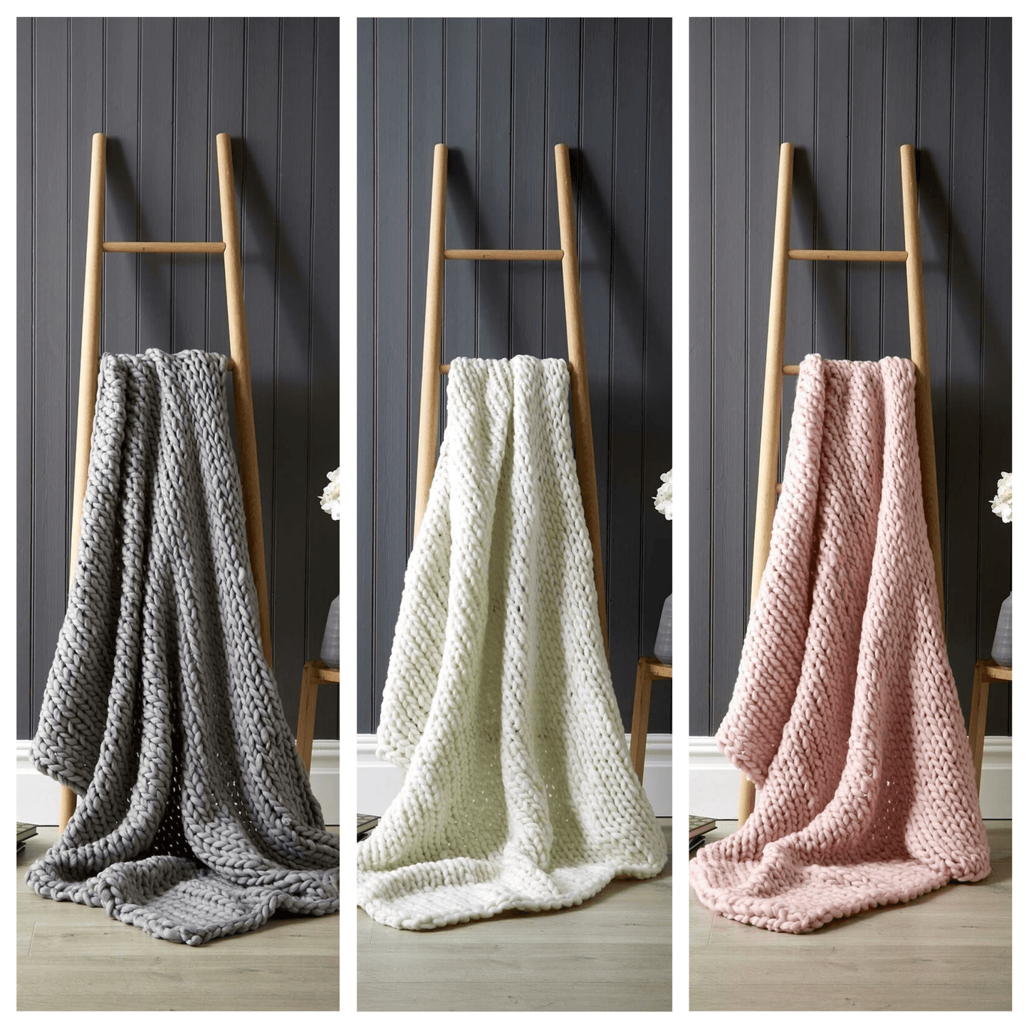 OLIVIA ROCCO Handmade Chunky Cable Knit Throw Oversized Super Soft Fleece Blanket Decor