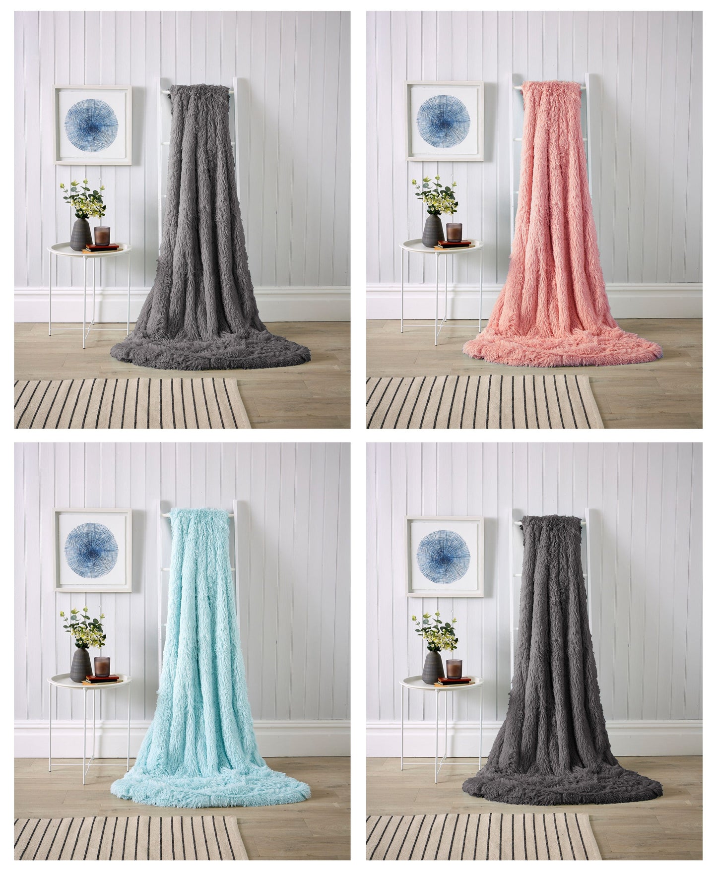 OLIVIA ROCCO Oversized Chunky Soft Fleece Blanket Fluffy Faux Fur Throw For Sofa And Bed