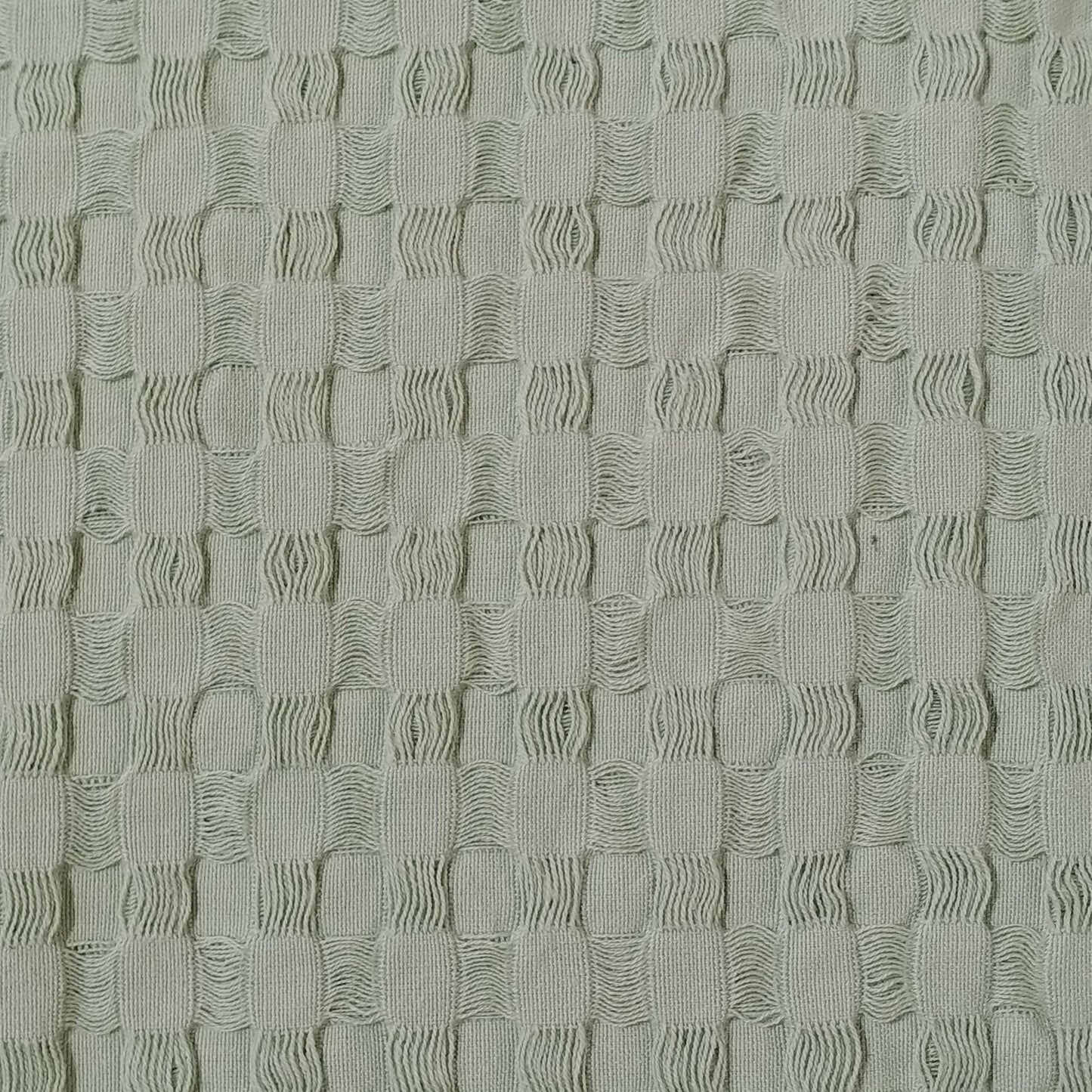 OLIVIA ROCCO Florian Checked Throw Blanket Sage Green 100% Cotton Bedspread For Sofas