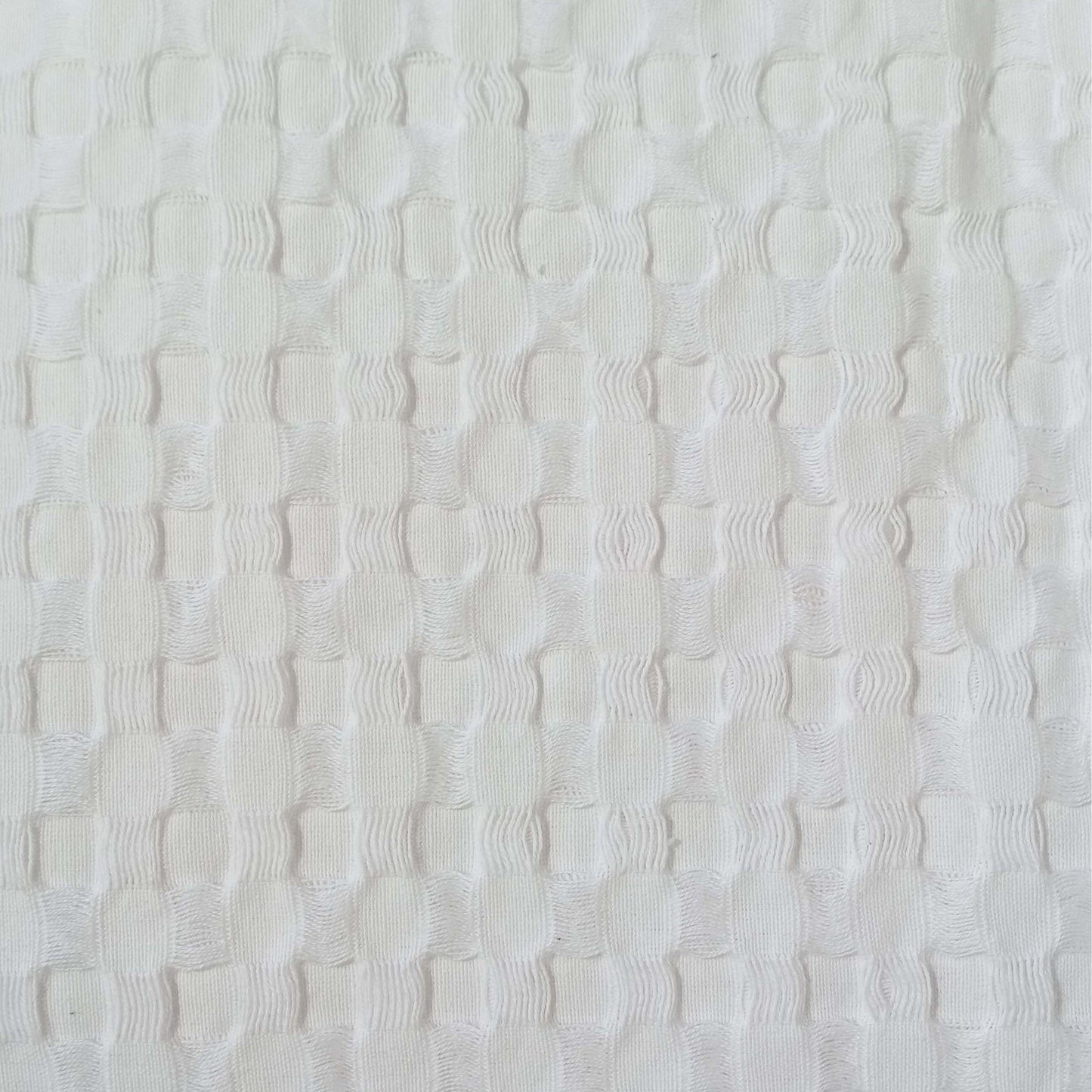 OLIVIA ROCCO Florian Checked Throw Blanket White 100% Cotton Bedspread For Sofa And Bed