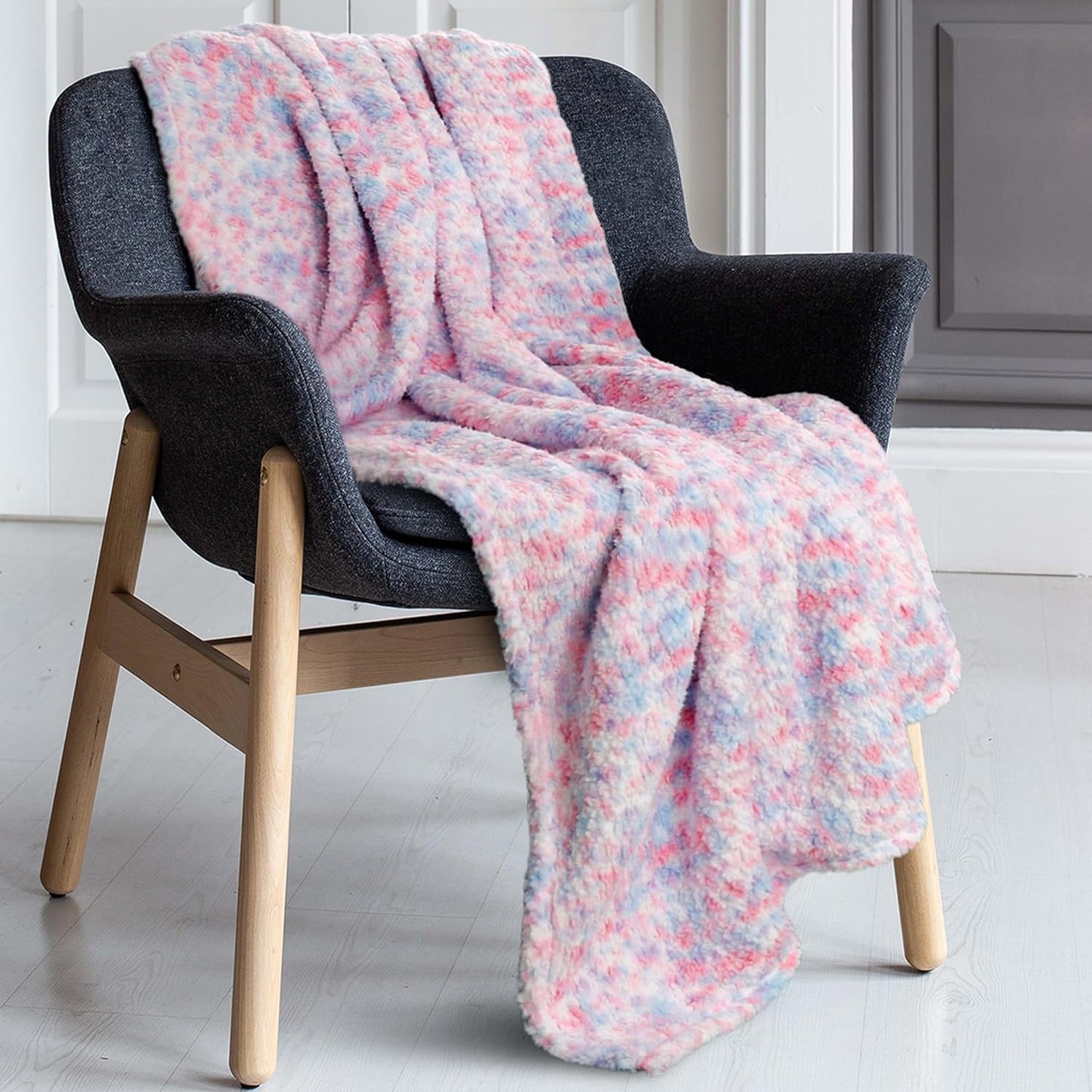 OLIVIA ROCCO Rainbow Teddy Fleece Throw For Kids 130 X 180 Cm Large Soft Blanket For Beds