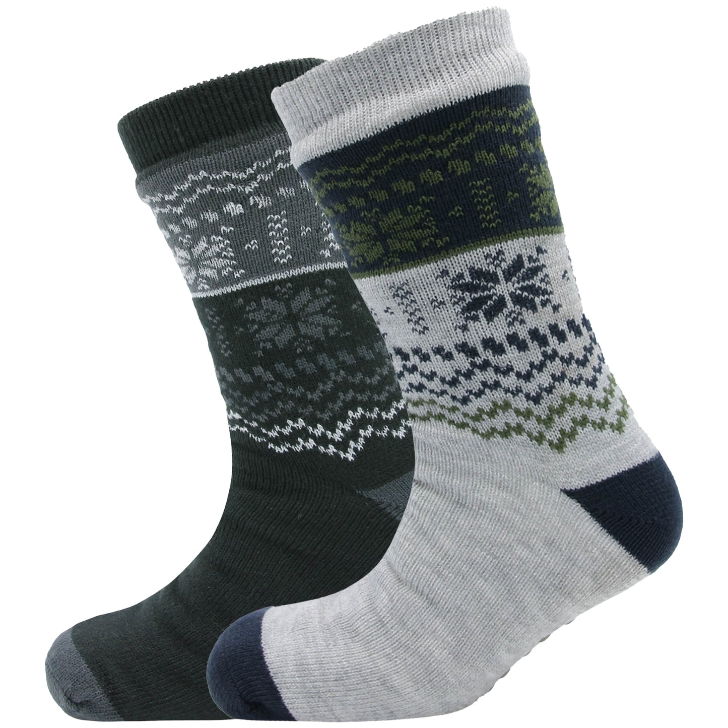 Sock Stack Men's Chunky Knit Slipper Socks With Grips Pack Of 2 Thick Warm Non Slip