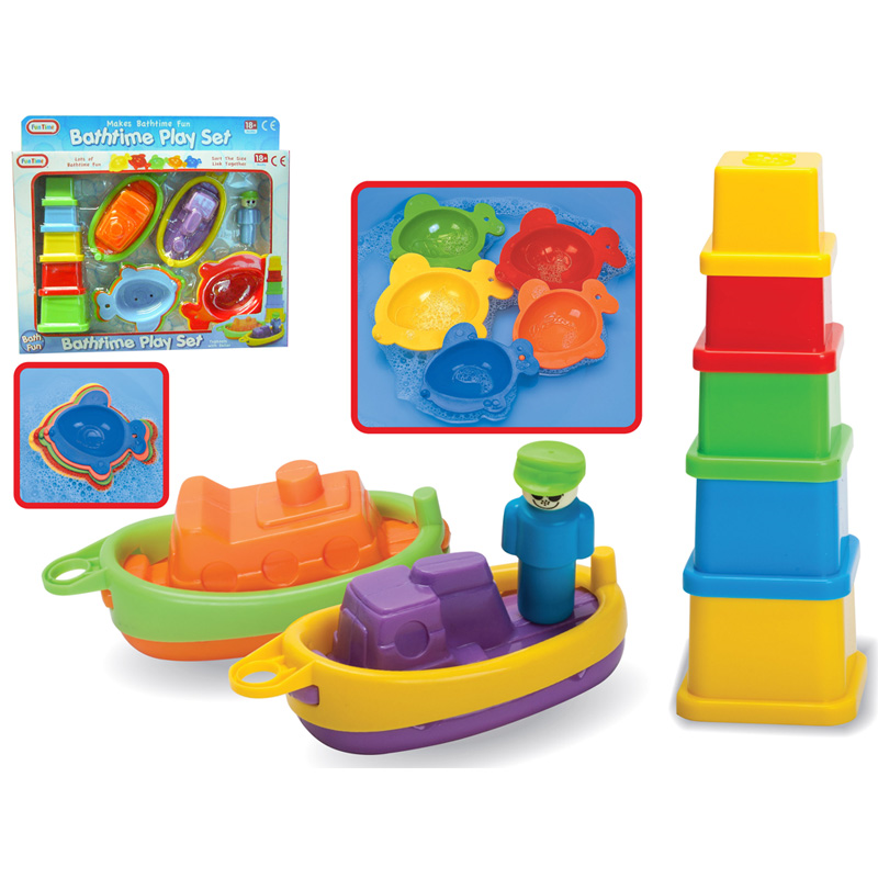 Bathtime Play Set – Nesting Cups, Boats, Sailors & Fish Bath Toy Set