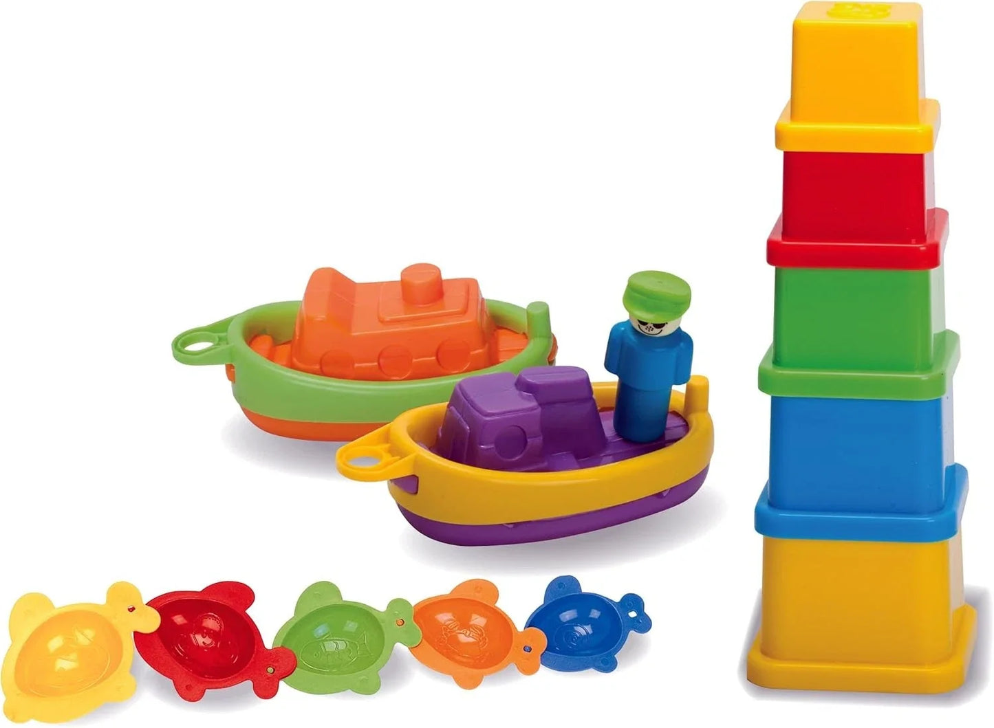 Bathtime Play Set – Nesting Cups, Boats, Sailors & Fish Bath Toy Set