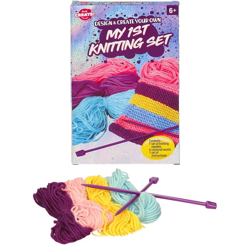 Kids Knitting Set with Wool & Needles – Learn to Knit Craft Kit (Ages 6+)