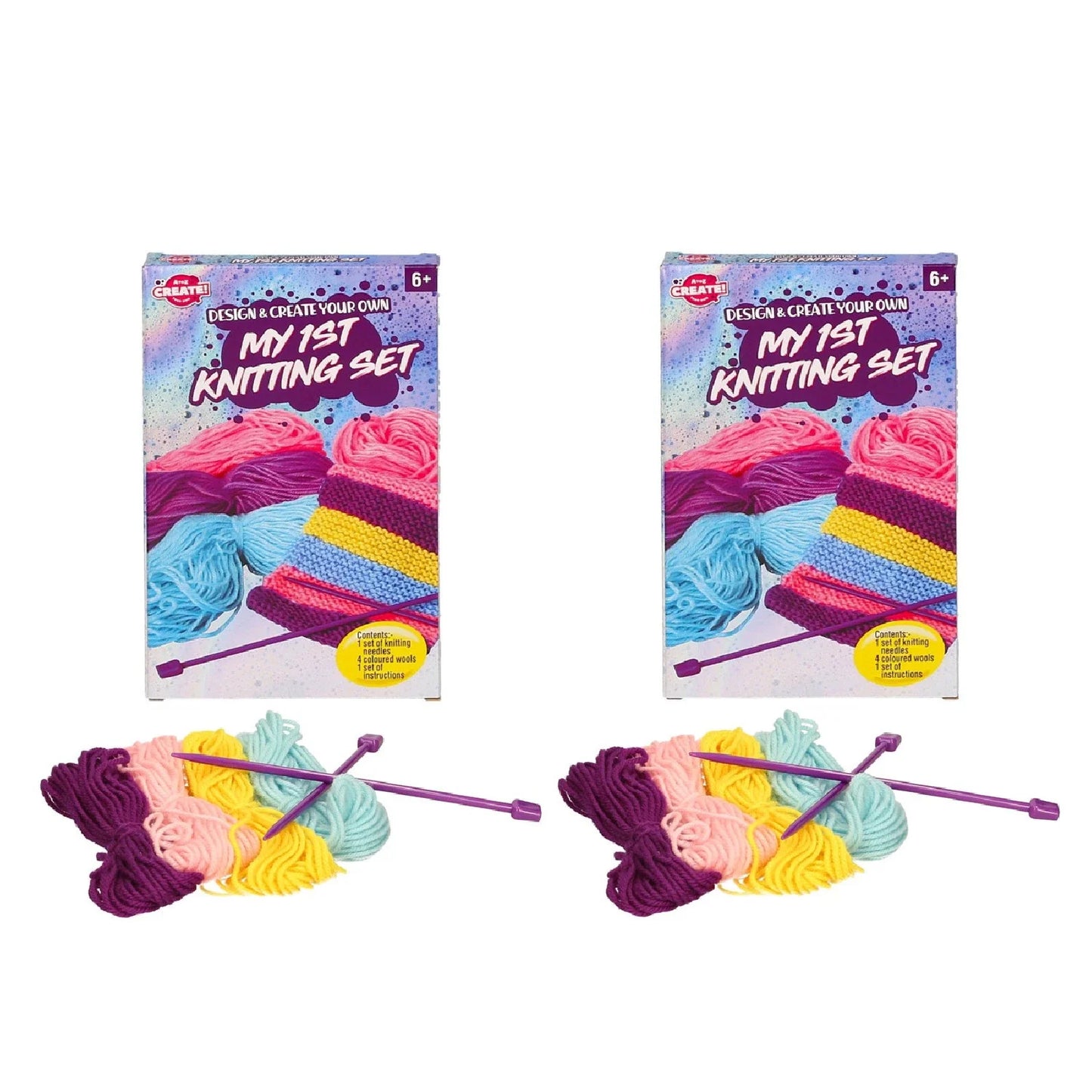 Kids Knitting Set with Wool & Needles – Learn to Knit Craft Kit (Ages 6+)