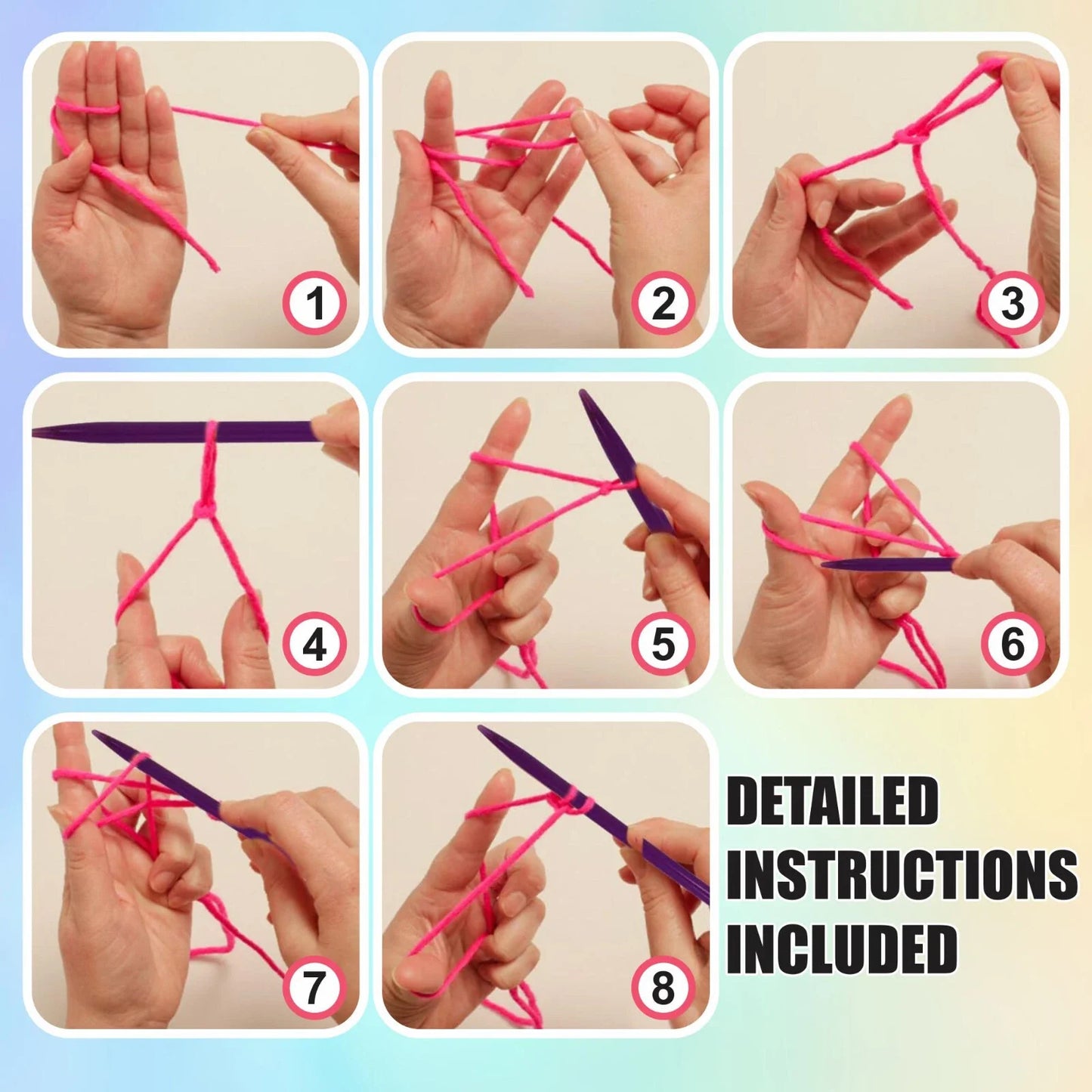 Kids Knitting Set with Wool & Needles – Learn to Knit Craft Kit (Ages 6+)