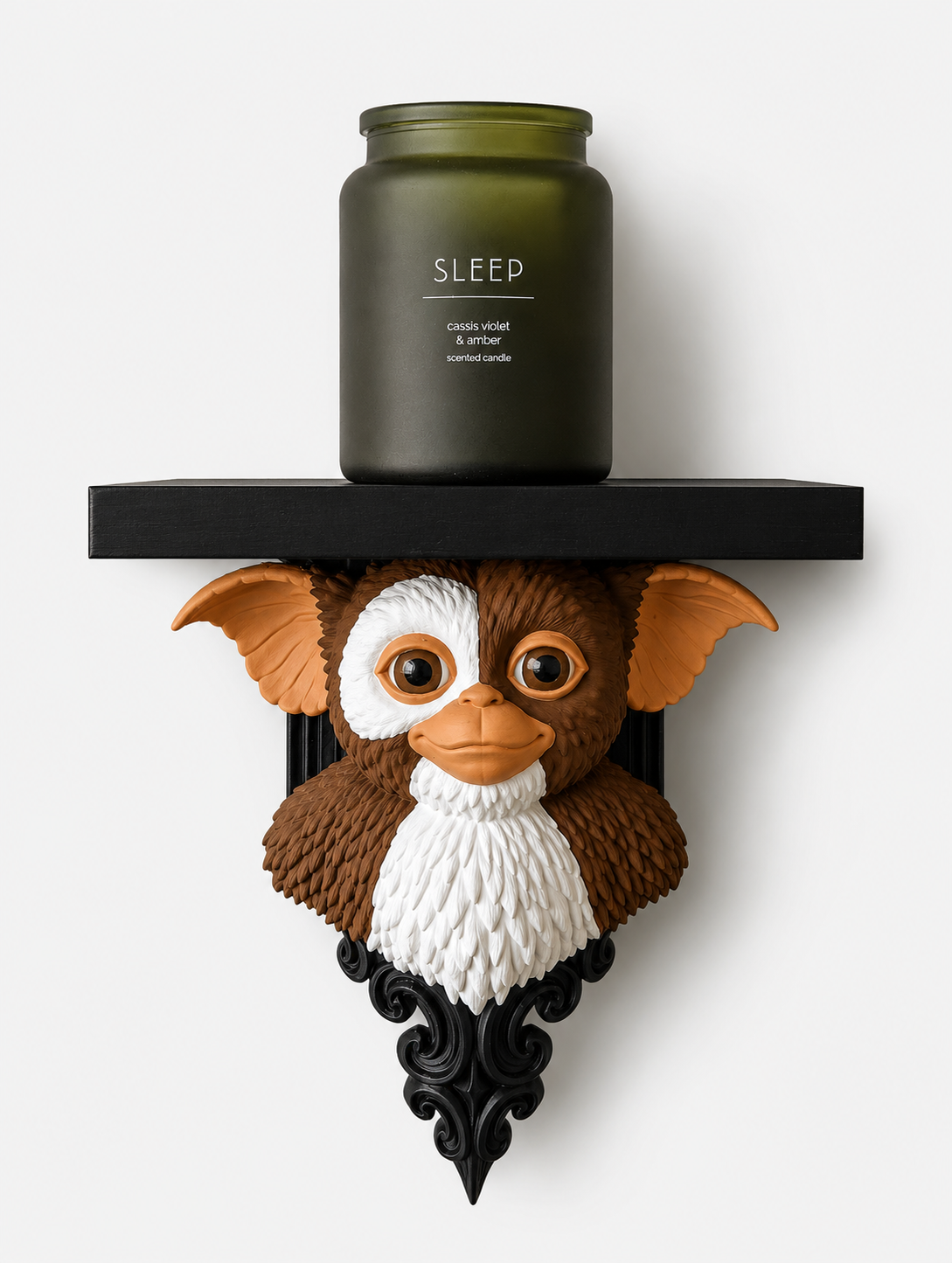 Gizmo Inspired Wall Shelf | Hand Painted Mogwai Shelf | Horror & Fantasy Home Decor | Gothic Floating Shelf