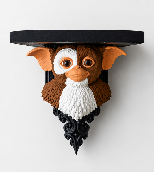 Gizmo Inspired Wall Shelf | Hand Painted Mogwai Shelf | Horror & Fantasy Home Decor | Gothic Floating Shelf