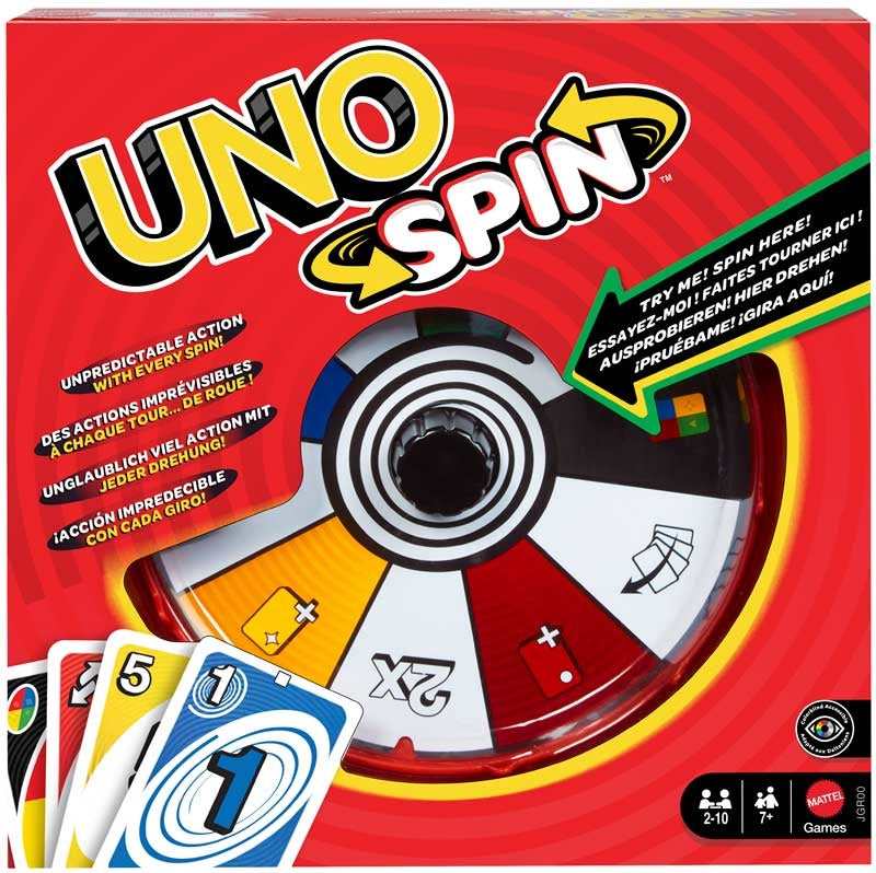 UNO Spin Card Game with Spinner Wheel – Family Party Game