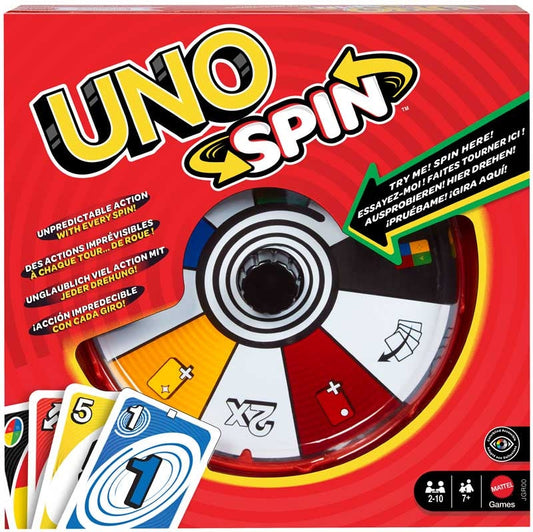 UNO Spin Card Game with Spinner Wheel – Family Party Game